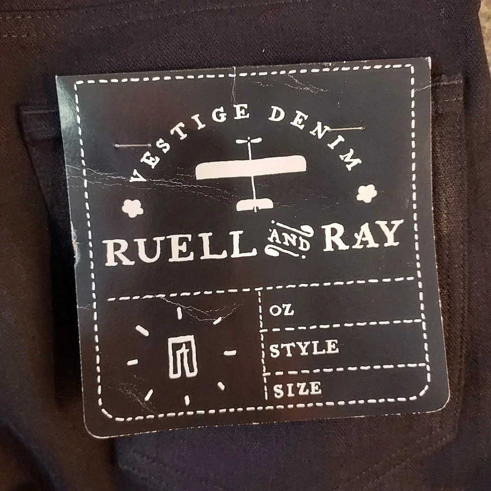 NOS Deadstock Ruell & Ray Men Black Jeans 32 X 34" Denim Button Fly Handmade USA - Picture 8 of 15